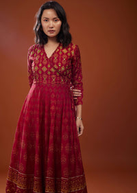Maroon Red Silk Maxi Dress