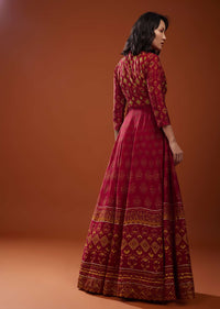 Maroon Red Silk Maxi Dress