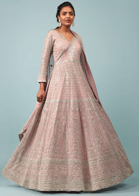 Chintz Rose Pink Embroidered Anarkali Suit In Sequins