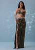 Chocolate Brown Indowestern Skirt Set With Jacket In Milano Organza