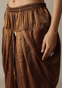 Chocolate Brown Organza Dhoti Set With Jacket