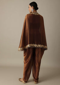 Chocolate Brown Organza Dhoti Set With Jacket