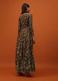 Chocolate Brown Satin Kurti With Sequins And Thread Work