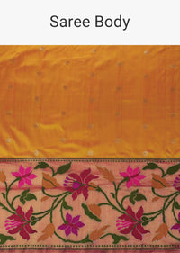 Chrome Yellow Paithani Border Saree In Uppada Silk