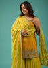 Chrome Yellow Sharara Suit In Chinon With Embroidery