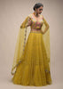 Citrus Lehenga And Crop Top With Resham Embroidered Spring Blossoms