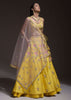 Citrus Lehenga Choli In Raw Silk With Resham Embroidered Spring Blooms And Gradating Floral Buttis