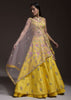 Citrus Lehenga Choli In Raw Silk With Resham Embroidered Spring Blooms And Gradating Floral Buttis