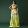 Citrus Green Embroidered Blouse And Skirt Set With Choker Dupatta