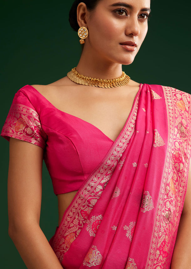 Classic Red Dola Silk Saree With Zari Detailing