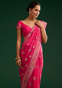 Classic Red Dola Silk Saree With Zari Detailing