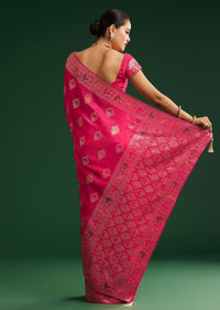 Classic Red Dola Silk Saree With Zari Detailing