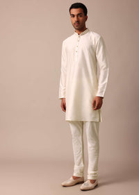 Classic Beige Banarasi Silk Sherwani Set