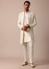 Classic Beige Banarasi Silk Sherwani Set