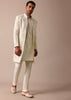 Classic Beige Banarasi Silk Sherwani Set