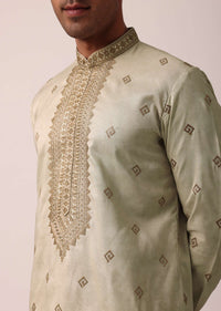 Classic Beige Silk Kurta Set For Men