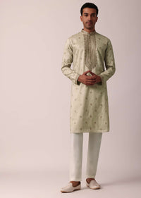 Classic Beige Silk Kurta Set For Men