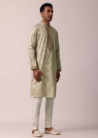 Classic Beige Silk Kurta Set For Men