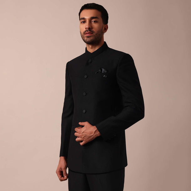 Classic Black Bandhgala Jodhpuri Sherwani