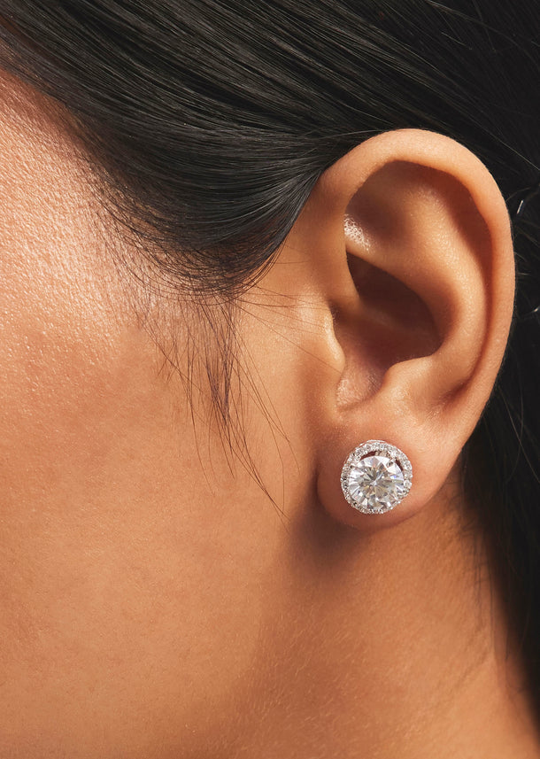 Classic Silver Zircon Stud Earrings