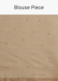 Coffee Brown Crushed Tissue Saree With Embroidered Scallop Border