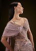 Coffee Brown Fish Cut Lehenga With Attached Trail