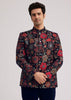 Coffee Brown Velvet Jodhpuri Set With Floral Embroidery