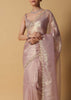 Copper Brown Foil Saree In Tissue With Cut Dana Embroidered Borders