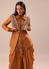 Copper Brown Kurta With Embroidered Jacket And Dhoti