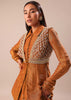 Copper Brown Kurta With Embroidered Jacket And Dhoti