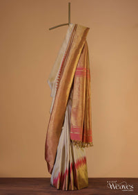 Copper Gold And Rapture Rose Saree In Pure Silk With An Unstitched Blouse