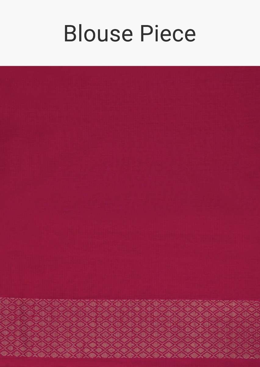 Coral red tussar silk saree with weaved work in floral motif 