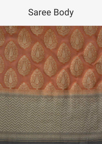 Coral weaved georgette saree in brocade pallo and border