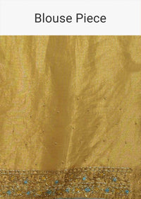Corn Yellow Banarsi Saree In Georgette With Golden And Silver Weaved Checks And Floral Buttis Online - Kalki Fashion