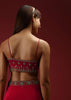 Cranberry Red Ready Pleated Saree With A Multicolored Hand Embroidered Blouse And Belt