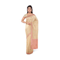 Cream Georgette banarasi saree with matching blouse piece only on Kalki