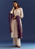 Cream Dola Silk Kurta With Gotta Work And Bandhani Purple Dupatta