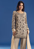 Cream Georgette Fully Beaded Kurta Pant Set With Dupatta