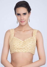 Cream Blouse In Raw Silk With Sequins And Moti Embrodiery Online - Kalki Fashion