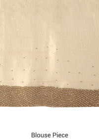 Moss cream saree adorn in moti and kardana embroidery only on Kalki