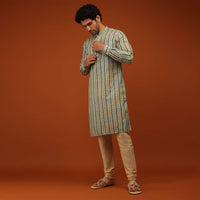 Cream Hand Block Print Kurta Set