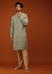 Cream Hand Block Print Kurta Set