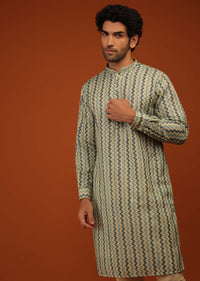 Cream Hand Block Print Kurta Set