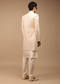 Cream Sherwani With Detailed Resham Work