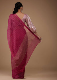 Valentine Red Chiffon Saree With Swarovski Stone Embellishments And Satin Border