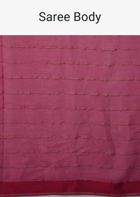 Valentine Red Chiffon Saree With Swarovski Stone Embellishments And Satin Border