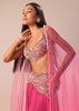 Crimson Red Palazzo With Embroidered Blouse And Cape