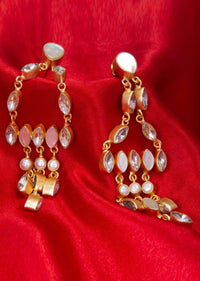 Crystal and acrylic bead studded chandelier earring only on kalki