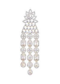 Crystal Embellished Chandelier Earrings In Geometric Pattern Online - Kalki Fashion