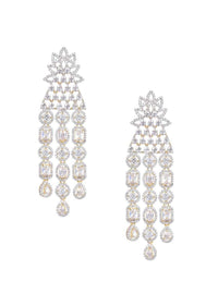 Crystal Embellished Chandelier Earrings In Geometric Pattern Online - Kalki Fashion